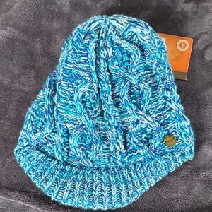 Blue Cable Knit Women's Hat